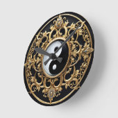 Horloge Ronde Symbole Yin Yang noir et blanc (Angle)
