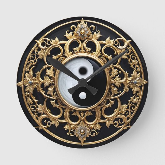 Horloge Ronde Symbole Yin Yang noir et blanc (Recto)
