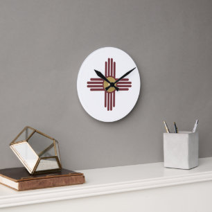 Horloge Ronde symbole Zia du Nouveau-Mexique
