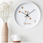 Horloge Ronde SYMBOLE Zodiaque moderne Taurus d'or| Élément Terr<br><div class="desc">SYMBOLE Zodiaque moderne Taurus d'or| Élément Terre</div>