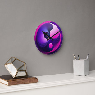 Horloge Ronde Symbolisme coloré de Yin Yang Yin, des Lumières vi