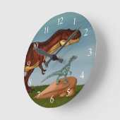 Horloge Ronde T-Rex and Velociraptor (Angle)