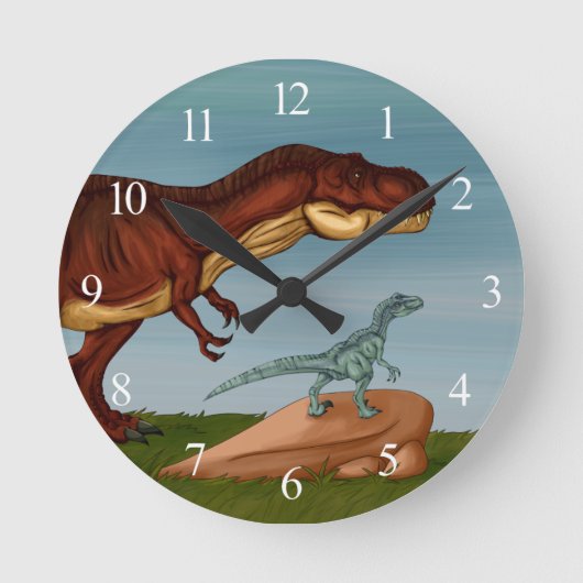 Horloge Ronde T-Rex and Velociraptor (Recto)