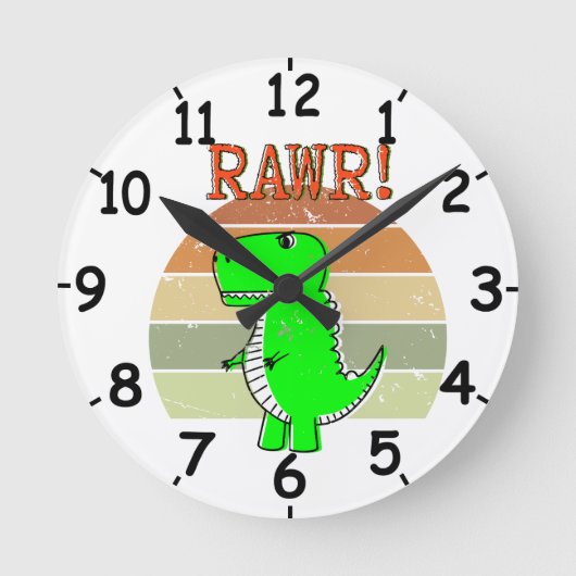 Horloge Ronde T-Rex dinosaure de dessin animé mignon et en colèr (Recto)