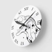 Horloge Ronde T-Rex (noir et blanc) (Angle)
