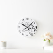 Horloge Ronde T-Rex (noir et blanc) (Maison)
