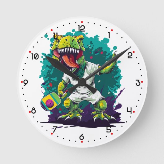 Horloge Ronde T-Rex Pickleball (Recto)