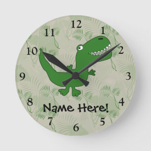 Horloge Ronde T-Rex Tyrannosaurus Rex Dinosaur Cartoon Enfants G