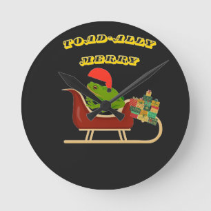 Horloge Ronde T-shirt de Noël grenouille totalement joyeuse