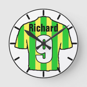 Horloge Ronde T-shirt fan de football.