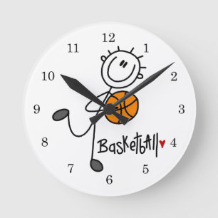 Horloge Ronde T-shirts et cadeaux basiques de basket-ball à figu