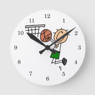 Horloge Ronde T-shirts et cadeaux de basket-ball Jump Shot Green