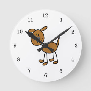 Horloge Ronde T-shirts et cadeaux de chien en bâtonnets