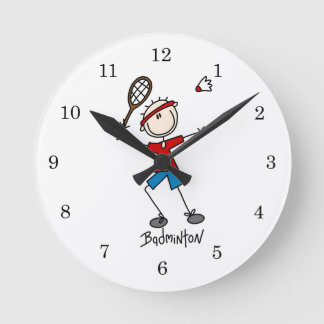 Horloge Ronde T-shirts et cadeaux de joueur de badminton