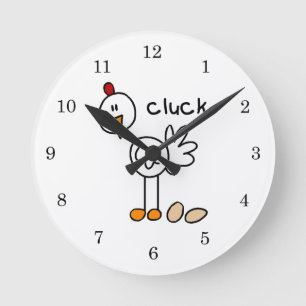 Horloge Ronde T-shirts et cadeaux de poulet en bonhomme allumett
