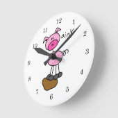 Horloge Ronde T-shirts et cadeaux pour cochon Figure Stick (Angle)