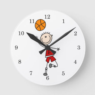 Horloge Ronde T-shirts et cadeaux pour garçon basketteur rouge