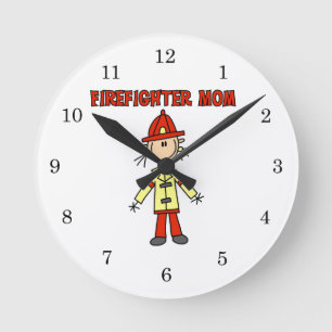 Horloge Ronde T-shirts et cadeaux pour maman pompier