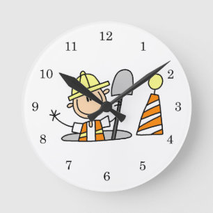Horloge Ronde T-shirts et cadeaux pour ouvrier du bâtiment dans