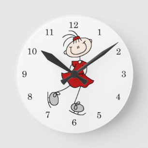 Horloge Ronde T-shirts et cadeaux pour patineuse rouge
