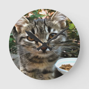 Horloge Ronde Tabby Cat Kitten Faire contact visuel