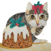 Horloge Ronde tabby gris chaton mignon lécher patte noël