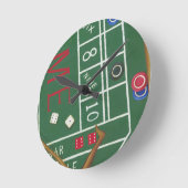 Horloge Ronde Table Casino Craps avec chips et dés (Angle)