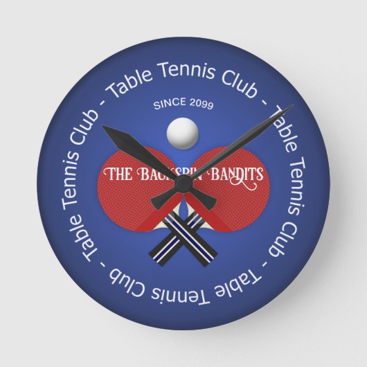 Horloge Ronde Table Tennis Ping Paddle & Ball Wall (Recto)