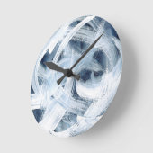 Horloge Ronde Tableau Abstrait Moderne Bleu Et Blanc (Angle)