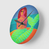 Horloge Ronde Tableau Abstrait original de la sirène (Angle)