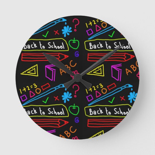 Horloge Ronde Tableau noir de rentrée des classes (Recto)