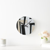 Horloge Ronde Tableau noir et blanc Abstrait (Maison)