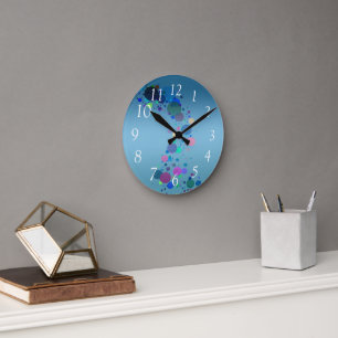 Horloge Ronde Taches Colorées