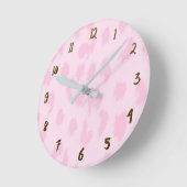 Horloge Ronde Taches de léopard Imprimé Guépard Rose Clair Perso (Angle)