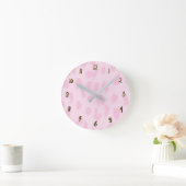 Horloge Ronde Taches d'impression de léopard guépard rose clair  (Maison)
