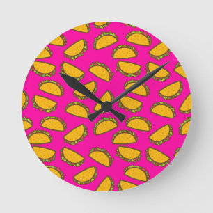 Horloge Ronde tacos roses