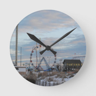 Horloge Ronde Tailles de bord de la mer de pilier de Funtown