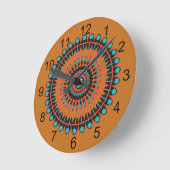 Horloge Ronde Tan & Turquoise Sud-Ouest BOHO Mandala (Angle)