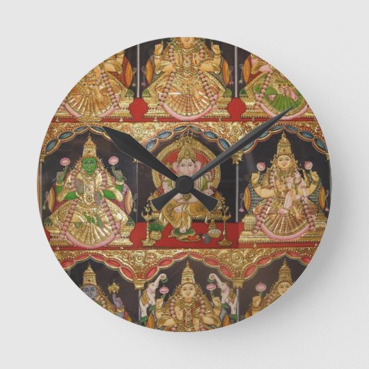 HORLOGE RONDE TANJORE PEINTURE ASHTALAKSHMI INDE DU SUD (Recto)