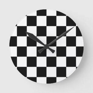 Horloge Ronde Tapis de maison damier de l'élégance classique