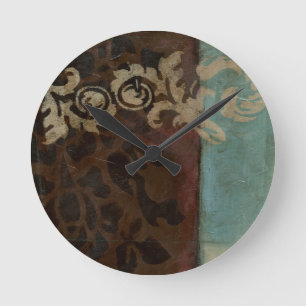 Horloge Ronde Tapisserie abstraite de damassé par Jennifer