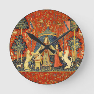 Horloge Ronde Tapisseries Unicorne Lady Legend Médiéval