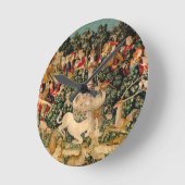 Horloge Ronde Tapisseries Unicorne Trouvé Légende Mythe Art médi (Angle)