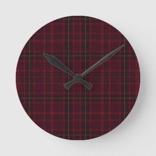 Horloge Ronde Tartan Bourgogne Élégant