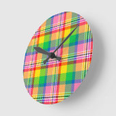 Horloge Ronde Tartan vert rose (Angle)
