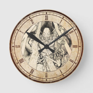 Horloge Ronde Tatouage à l'encre de démon japonais vintage class