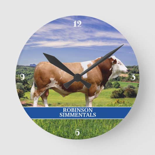 Horloge Ronde Taureau Simmental dans le pâturage (Recto)