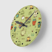 Horloge Ronde Tea et thé au miel en vert (Angle)