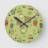 Horloge Ronde Tea et thé au miel en vert (Recto)