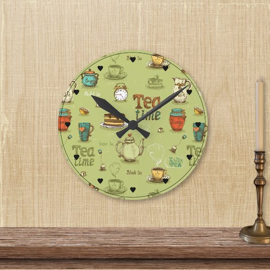 Horloge Ronde Tea et thé au miel en vert
